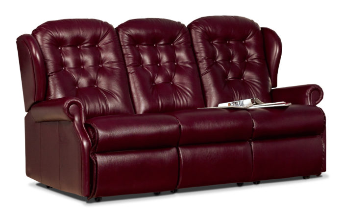 Lynton Small Leather Fixed 3-Seater Settee